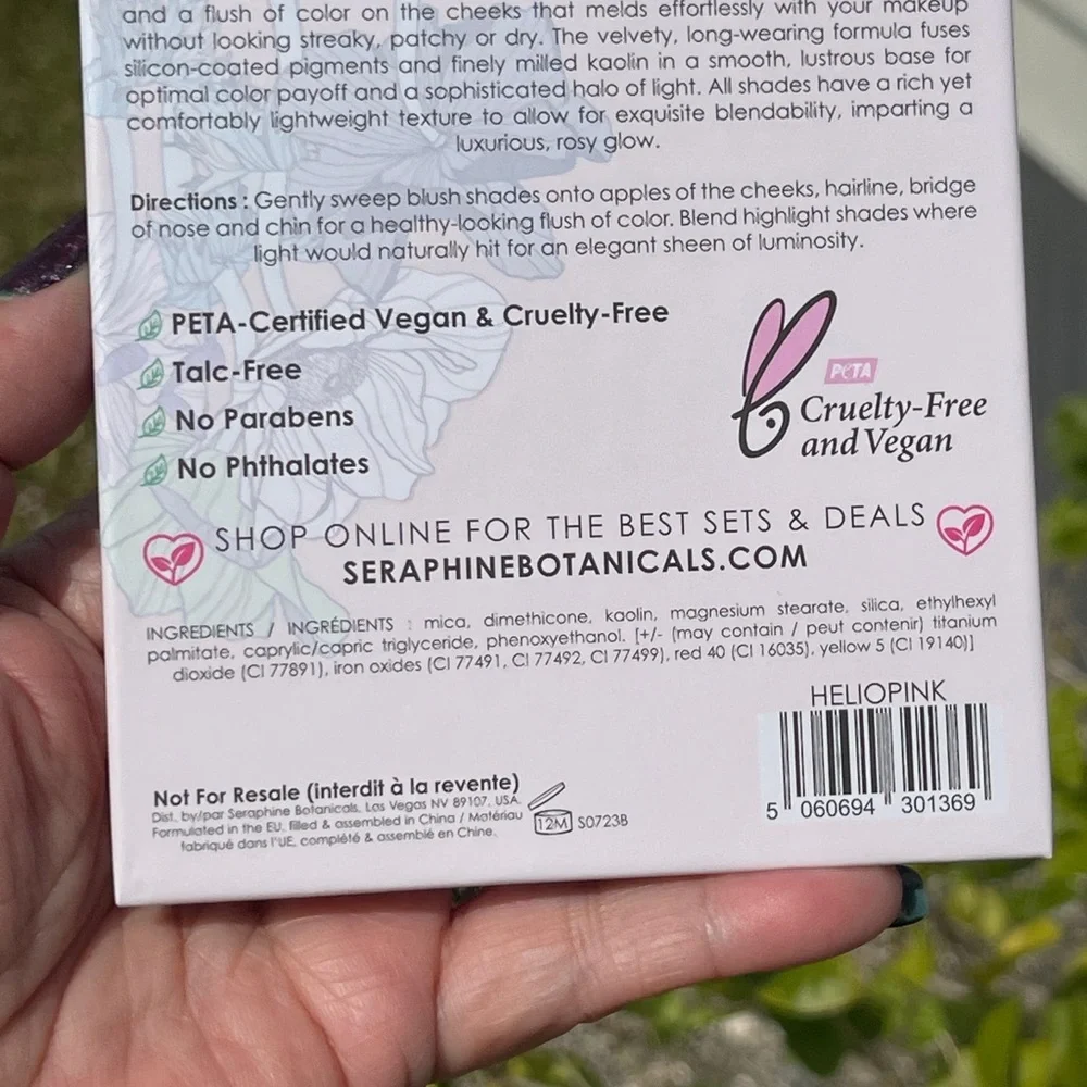 SERAPHINE Botanicals Geranium + Glow Blush & Highlight Palette In Heliop…